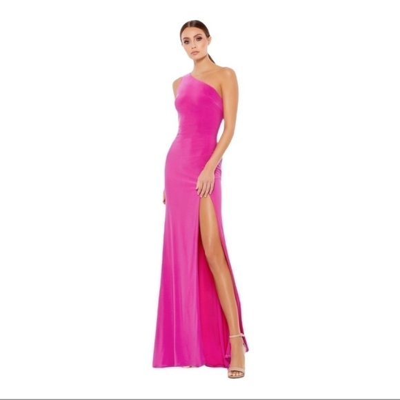 NWOT Mac Duggal Draped Back slit Jersey Gown size 4 - Picture 2 of 8